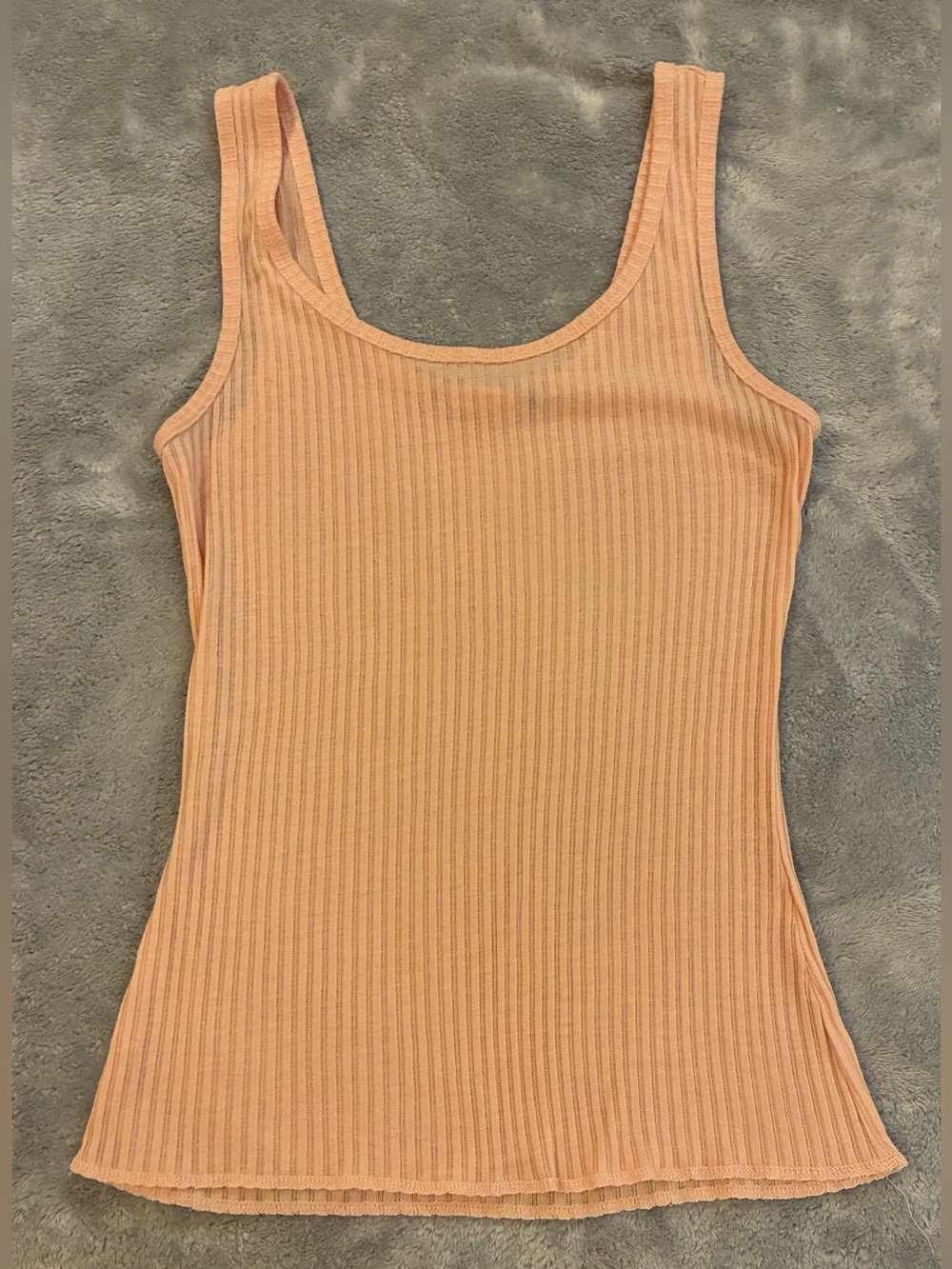 Peach Ribbed Tank Top - Women's Sleeveless Knit Size Small